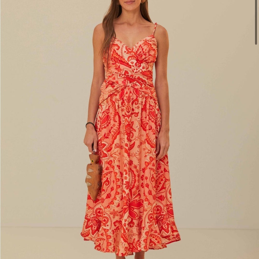 FARM Rio Jaipur Crossover Linen Blend maxi sun dress size M